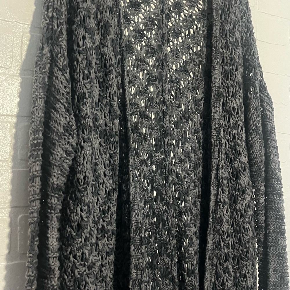 AEO Womens Cardigan Dark Grey Oversized Open Front 100% Cotton Knit XS - Picture 3 of 8